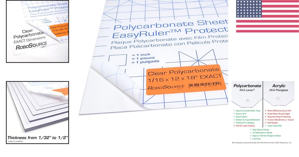 Clear Plastic Sheet 12" x 18" - Shatter-Resistant, Easy to Work With