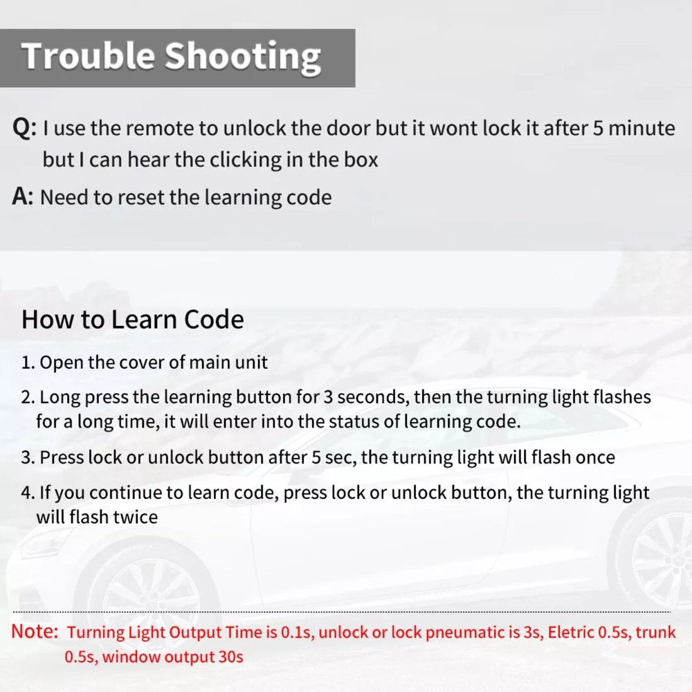 Universal Car Remote Central System Kit Door Lock Keyless Entry System 12V 433Mh