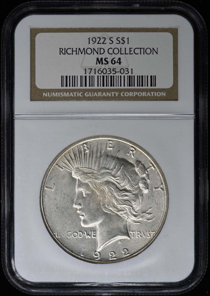 1922-S Peace Dollar S$1 NGC MS64
