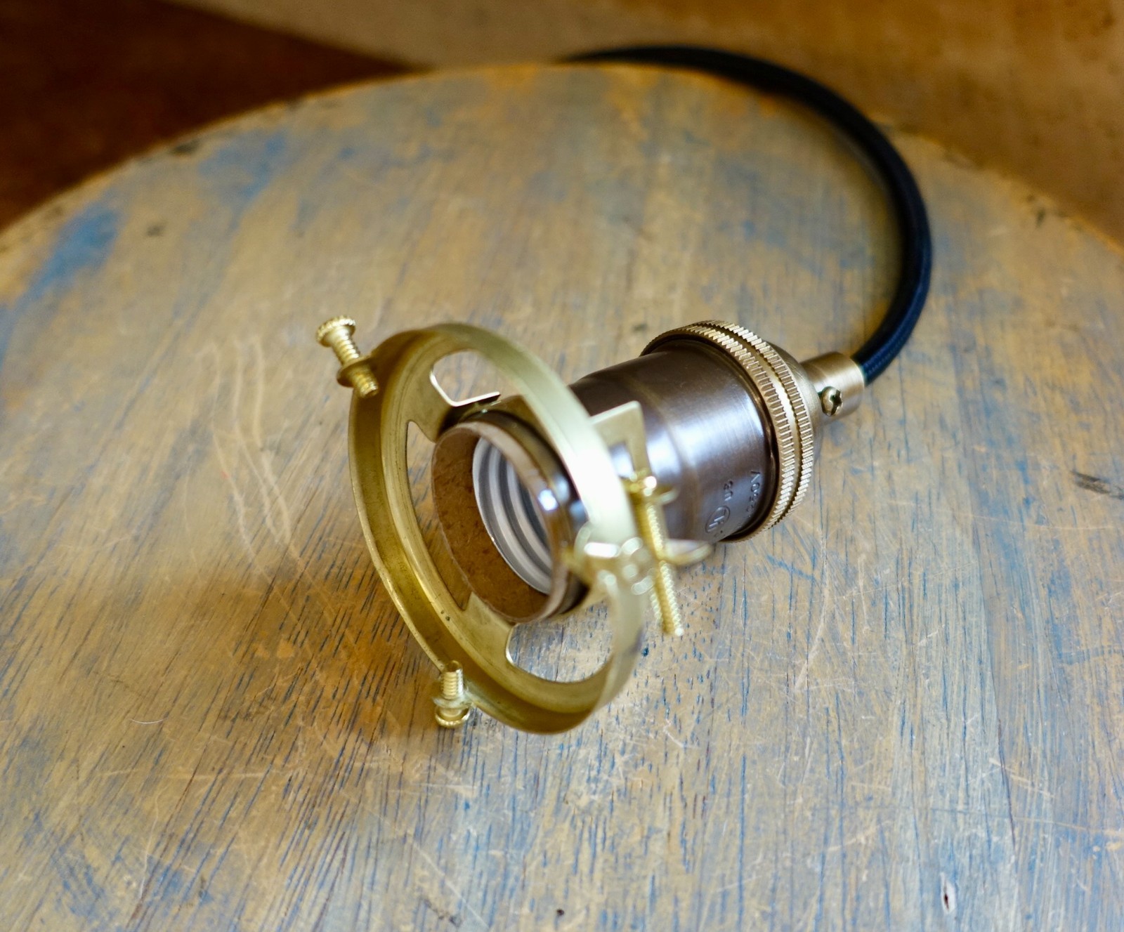 2-1/4" Clamp-On Shade Fitter - Brass Shade Holder fits sockets 1.25" diameter