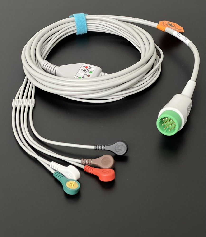 Physio Control Lifepak 15 ECG Cable 5 Lead Snap - Same Day Shipping
