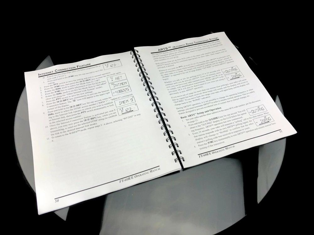 Yaesu FT-60R/E Transceiver Instruction Manual Operating Guide Coil Bound