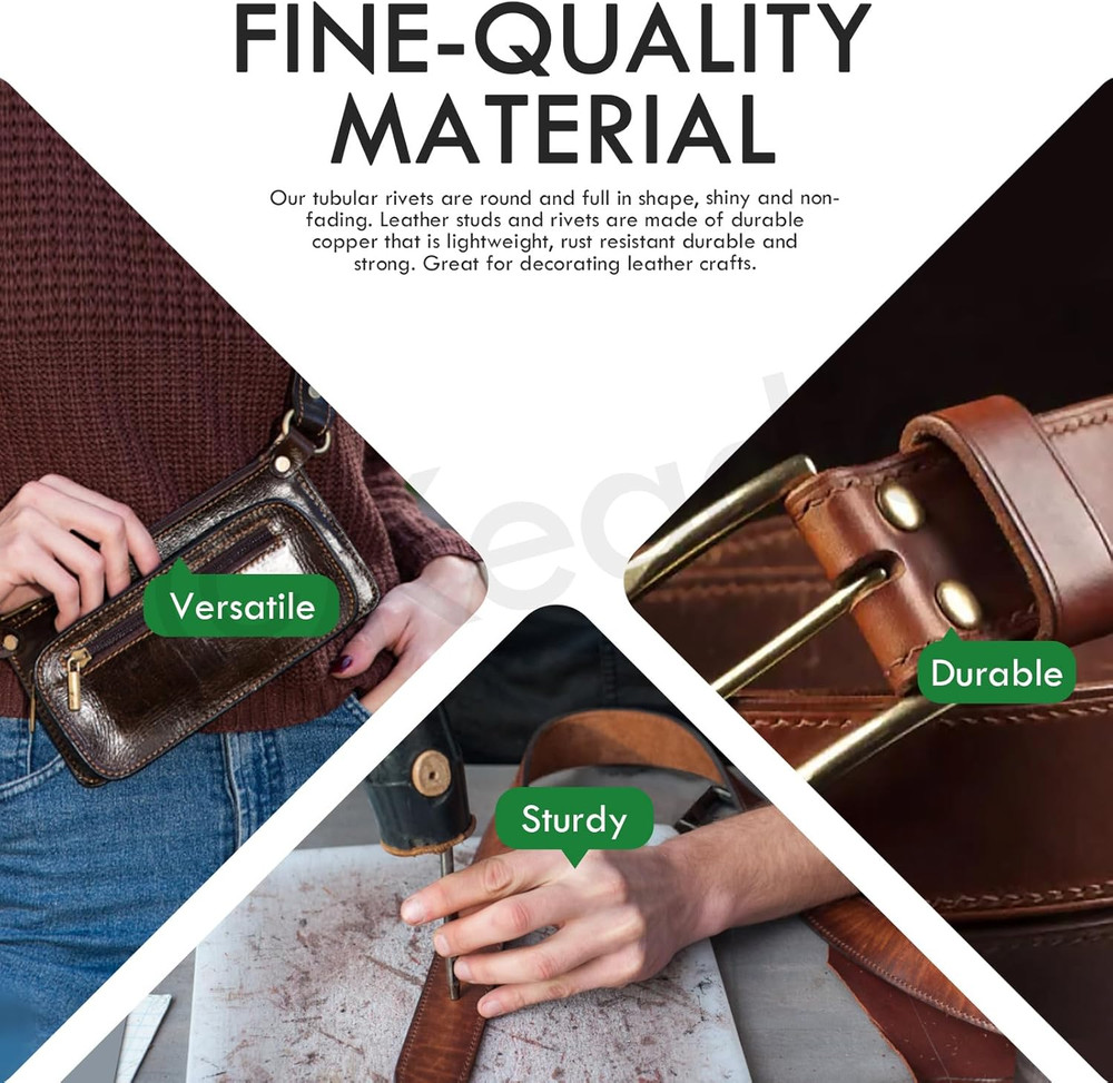 404Pcs 7mm Leather Rivets Assortment Set with Setting Tools, 10 Colors Double...