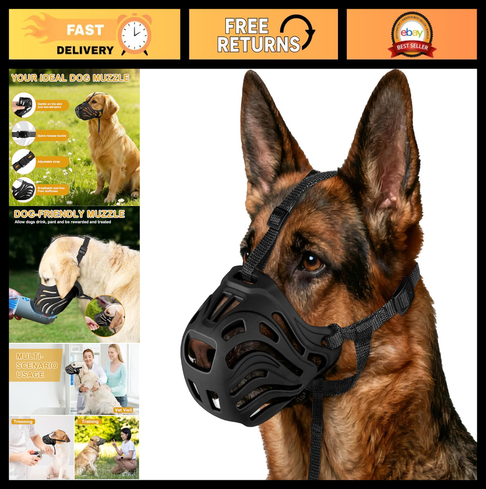 Soft Breathable Dog Muzzle, Adjustable Basket for Chewing & Biting Prevention, X