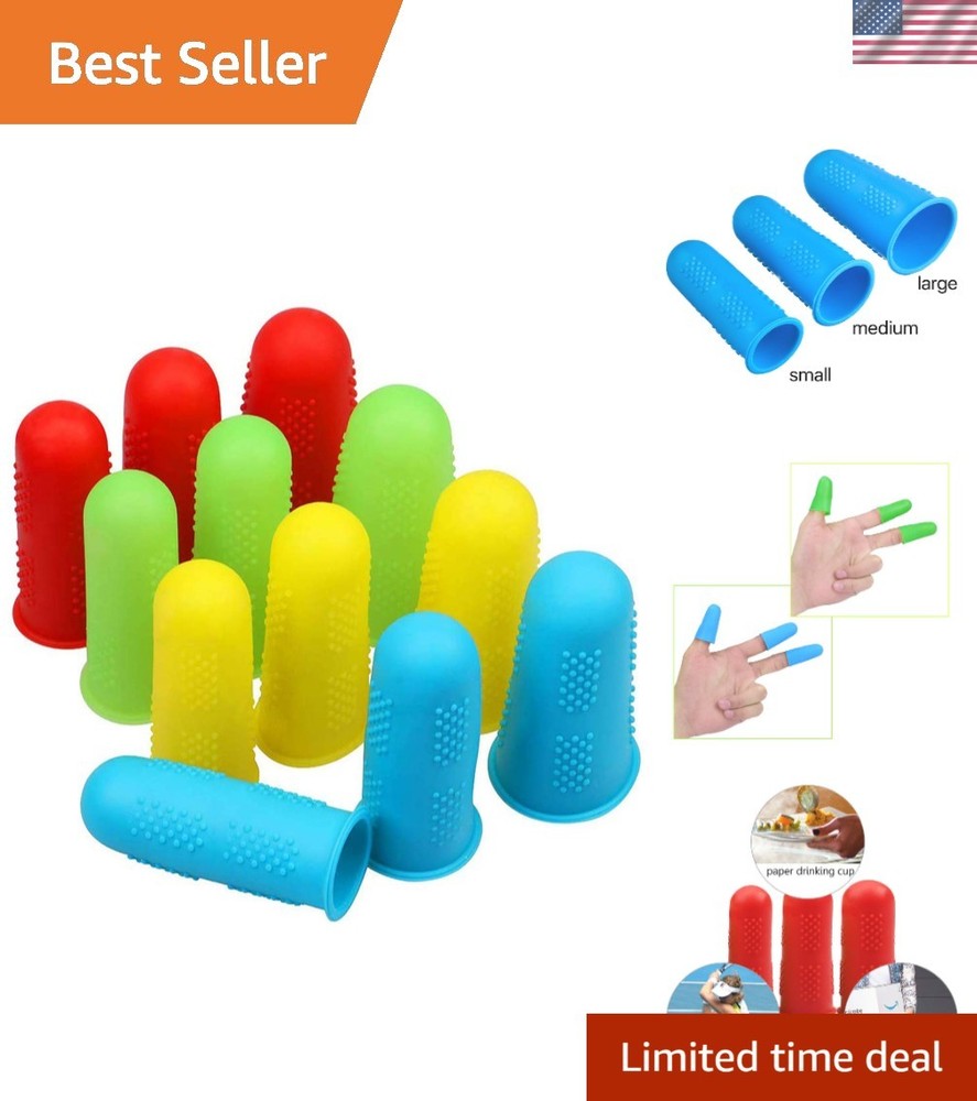 Versatile Silicone Finger Guards - 12 Pack in 3 Sizes for Safe Crafting