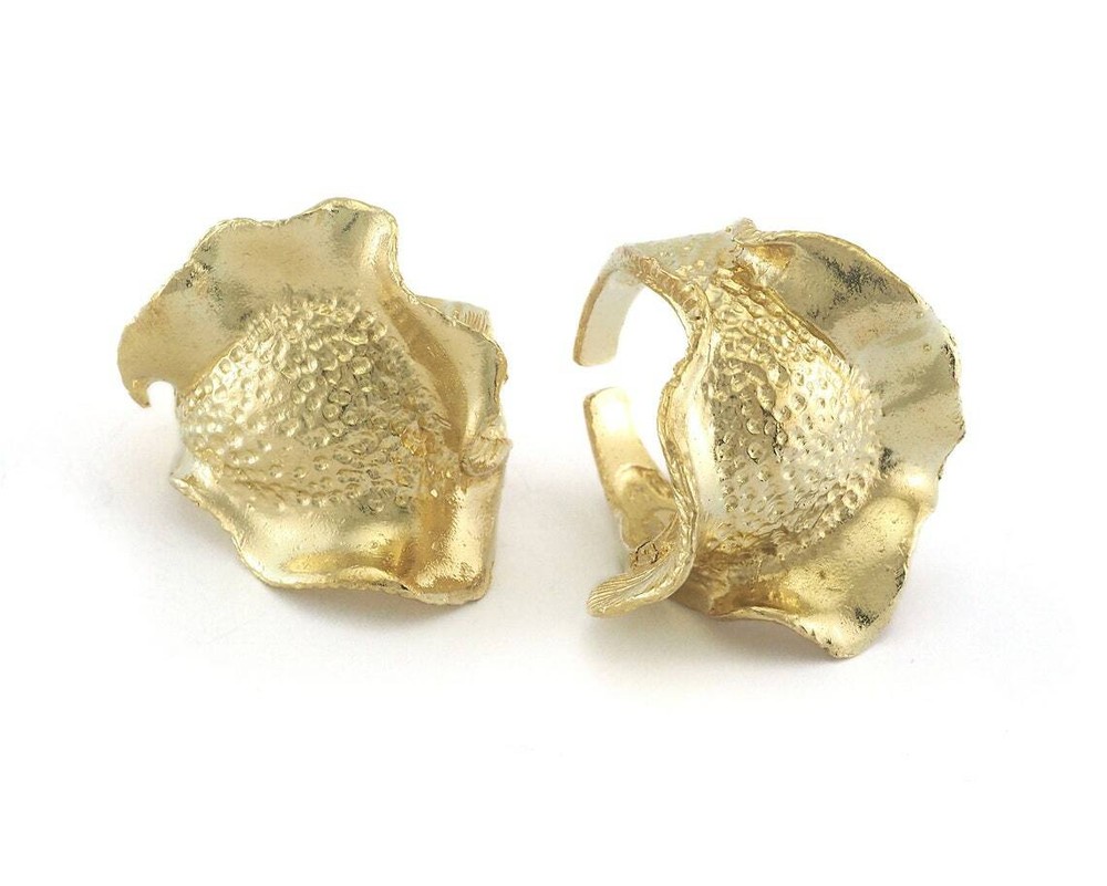 Flower Adjustable Ring Raw brass (18mm 8US inner size) 2828