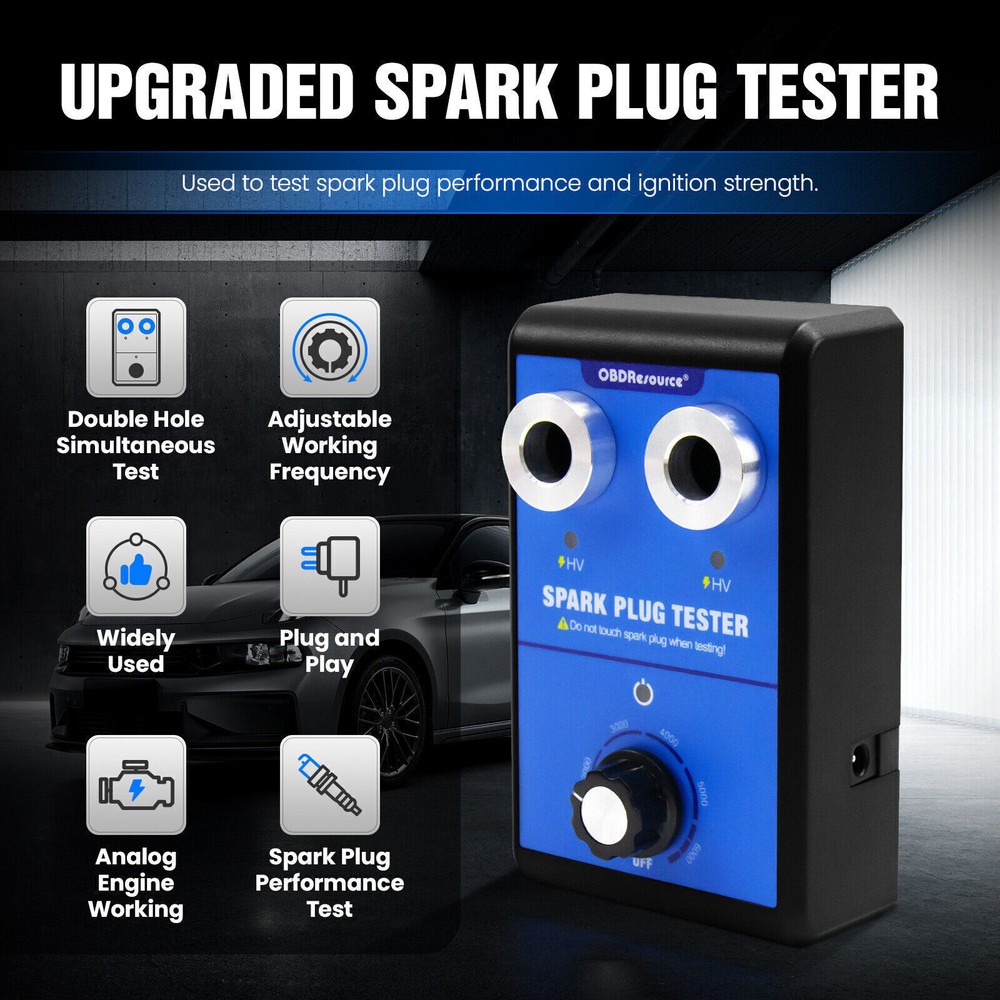 Dual Plug Car Spark Plug Tester 12V Gasoline Ignition Plug Diagnostic Tool