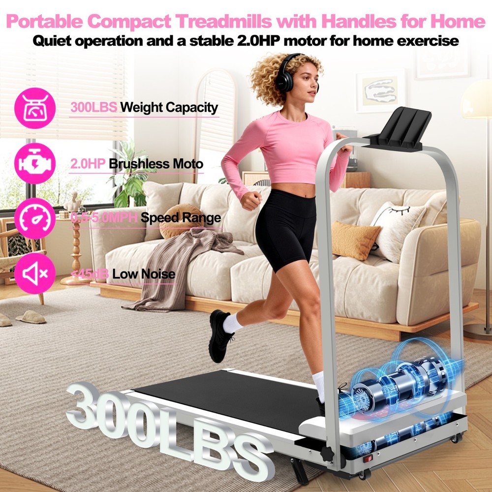 Foldable Treadmill 2.0HPPortable Under Desk Walking Vibration Pad Remote Control