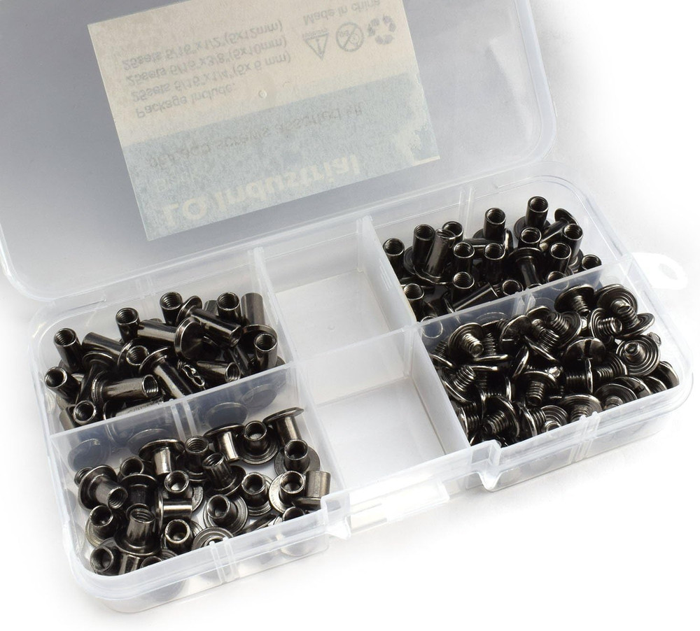 75 Sets Black M5 Chicago Screw Assorted Kit Slotted Phillip Head Binding Screws