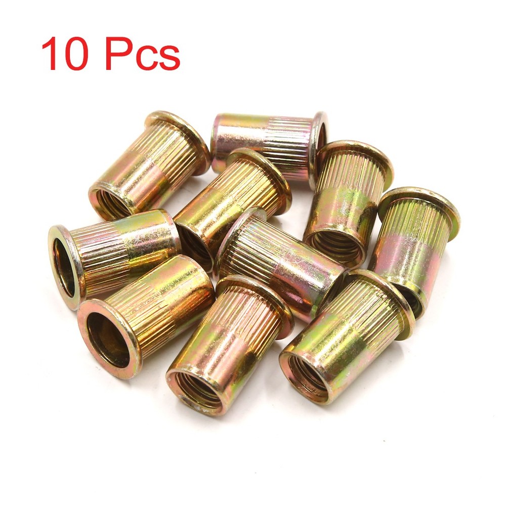 10Pcs 1/2-13 UNC Car Flat Head Rivet Nuts Inserts Bronze Tone