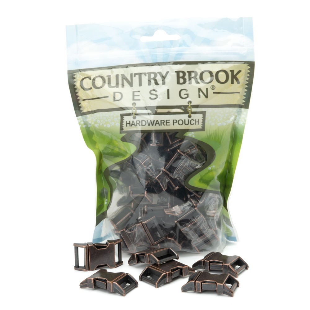5/8 Inch Contoured Antique Copper Side Release Buckles, 5 Pack