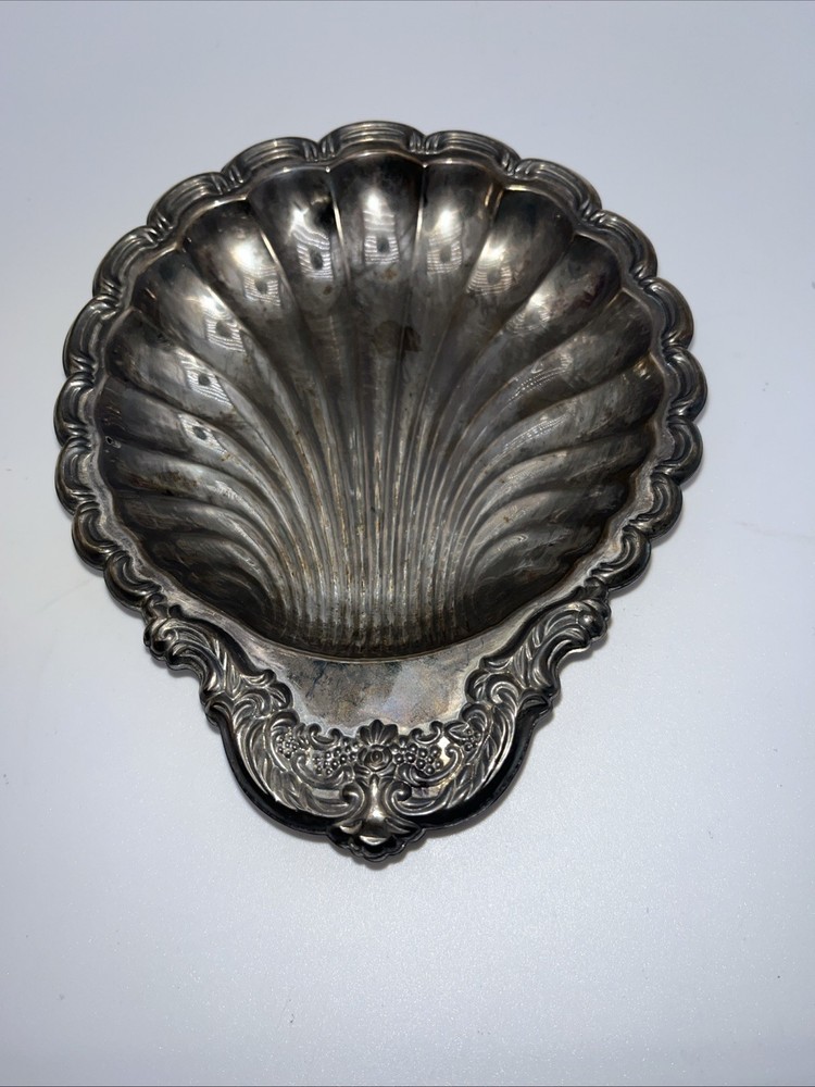 6” Silver Plated Shell Tray Marked HONG KONG