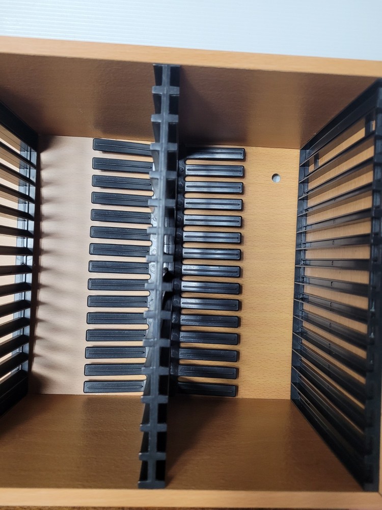CD STORAGE BOX, 60 CD HOLDER, TIMBER AND PLASTIC CONSTRUCT