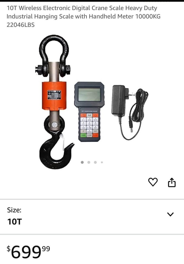 10T Wireless Electronic Digital Hanging Crane Scale Industrial + Handheld Meter