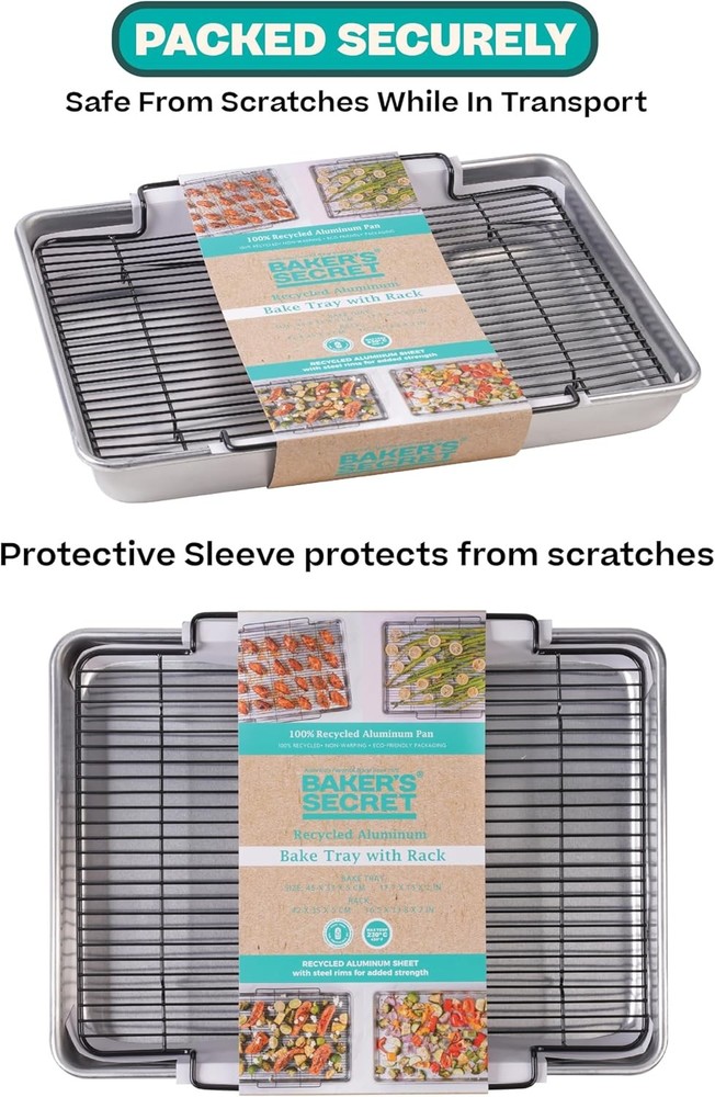 18" Aluminum Roasting Pan with Rack, Polished Silver Bakeware