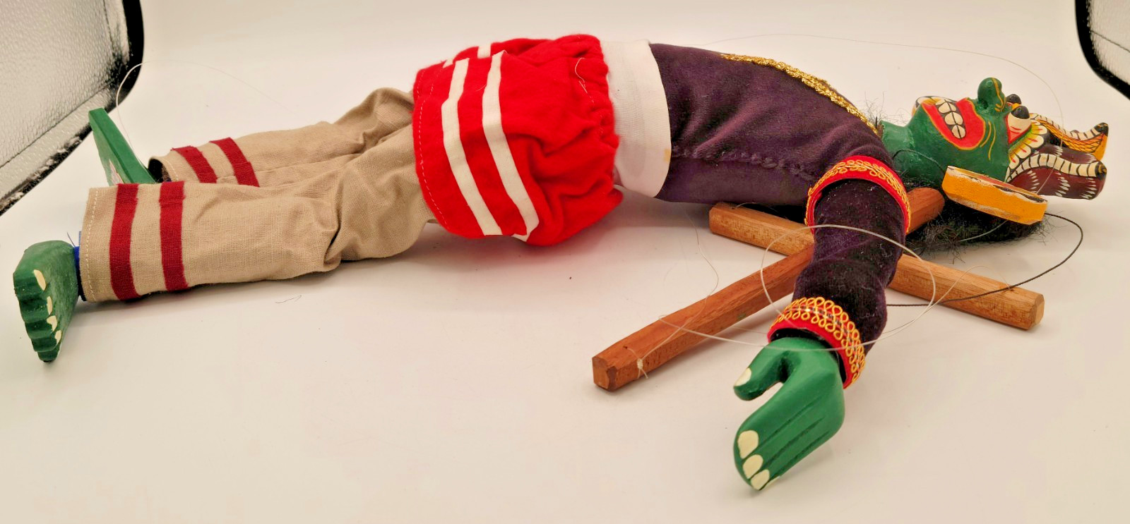 Sri Lanka RUKADA Marionette Puppet VINTAGE Wood Lankan HAND MADE Folk Art Figure