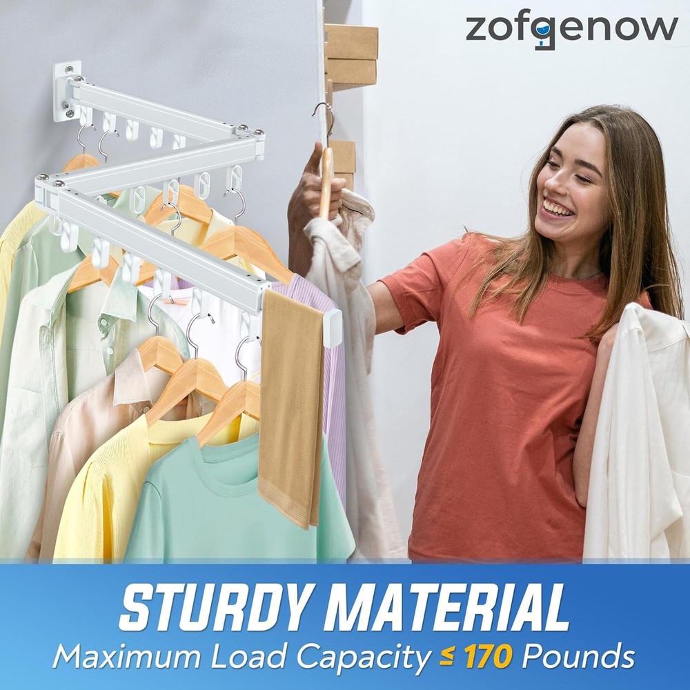 Clothes Drying Rack Wall Mounted Foldable, Retractable & Collapsible(Tri-Fold) S