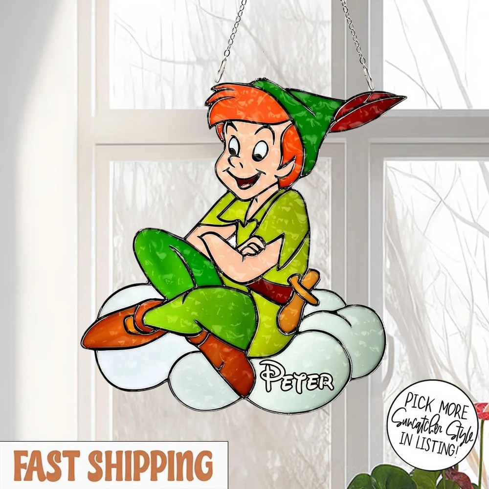 Personalized Peter Pan Window Acrylic Suncatcher, Gift for Decor Window