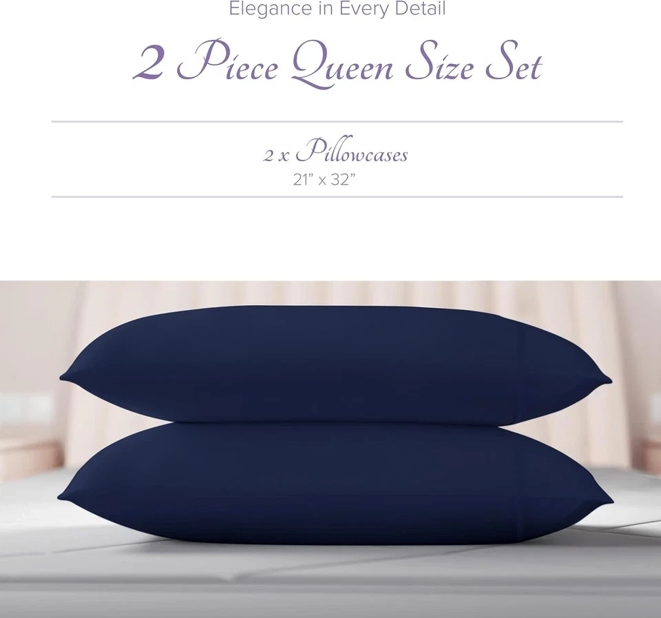Blissy Standard/Queen 600 Thread Count Silk Pillowcase Navy Blue