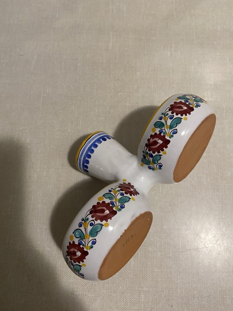 VTG Salt Cellar Condiments Dish Signed Bottom HK Ceramic Terracotta Base