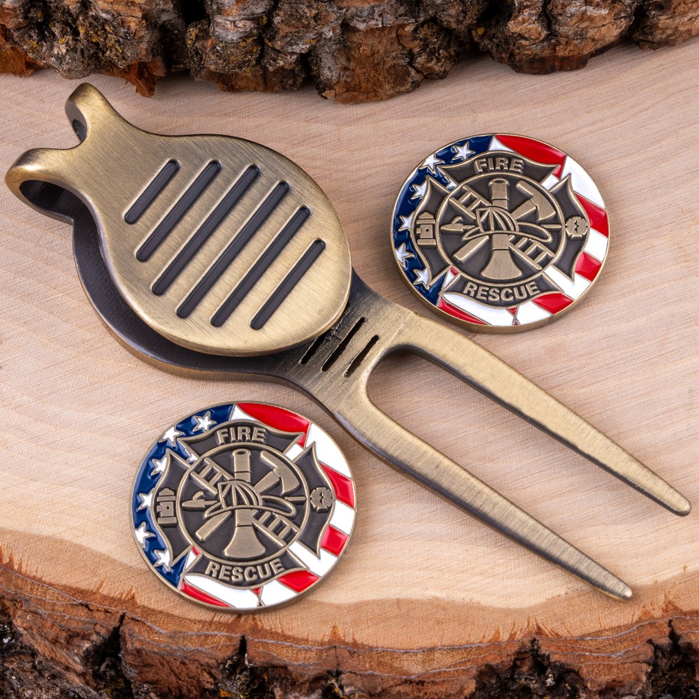 Fire and Rescue Golf Divot Tool and Ball Markers
