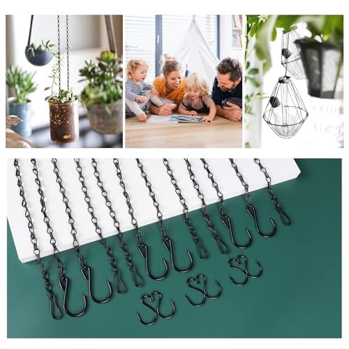6PCS Hanging Chains with S Hooks, 24.2IN Long Chains with Clips, Adjustable