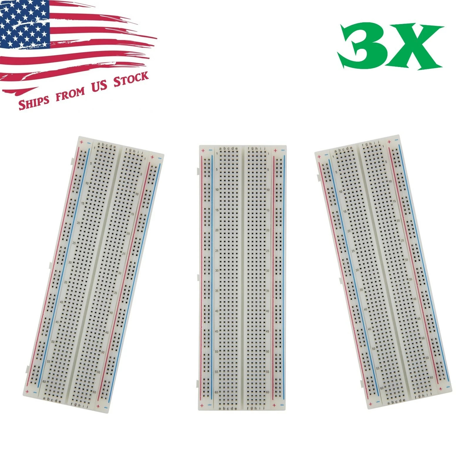 3X MB-102 830 Point Prototype PCB Solderless Breadboards Protoboards 3Pcs US