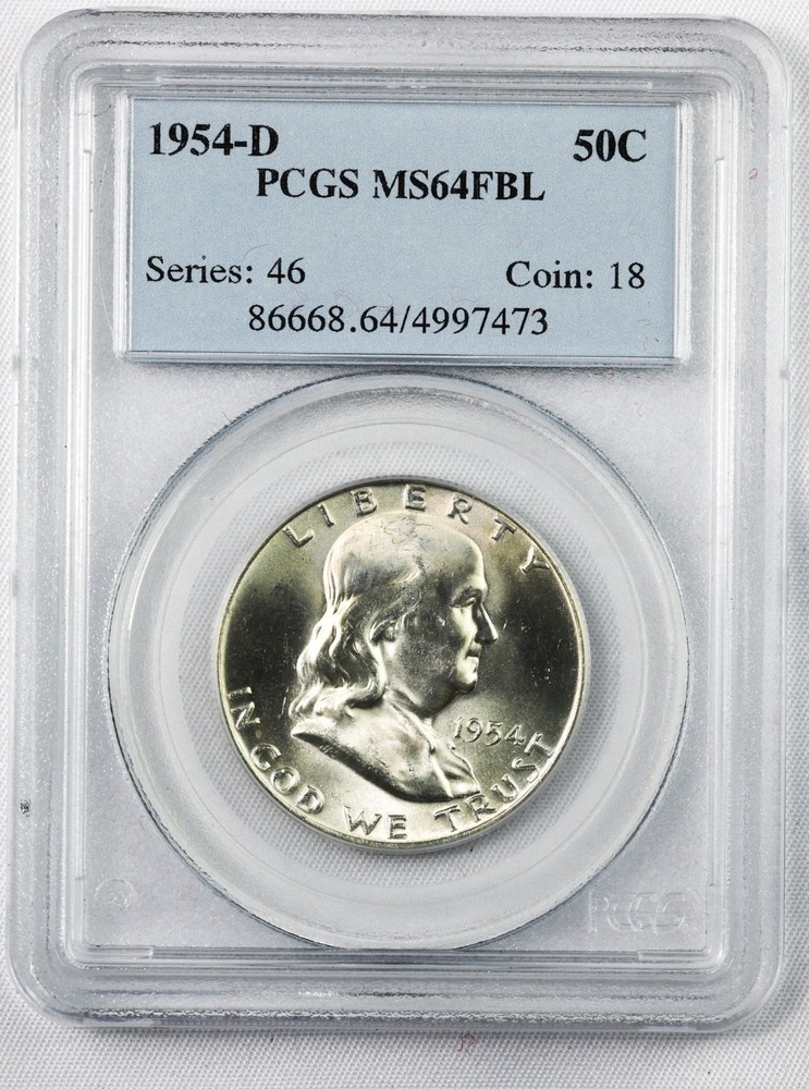 1954-D MS64FBL Franklin Silver Half Dollar PCGS Brilliant Uncirculated
