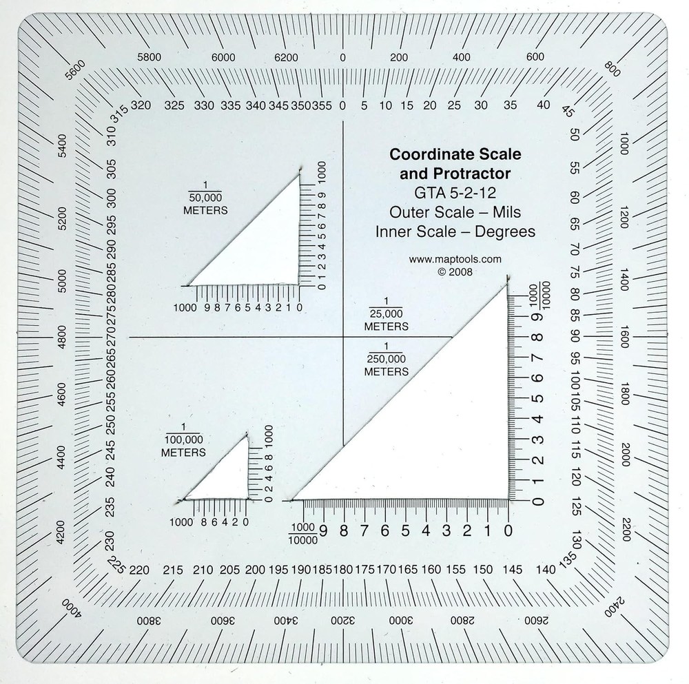 Professional Military Coordinate Scale & Protractor - Enhanced Thickness Design