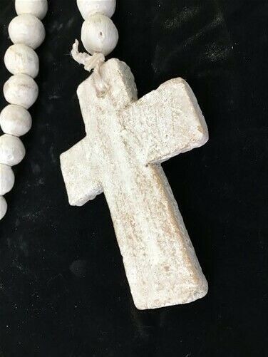Wall Hanging Clay Bead Rosary, Rosary Catholic Crucifix, Terra Cota Cross,