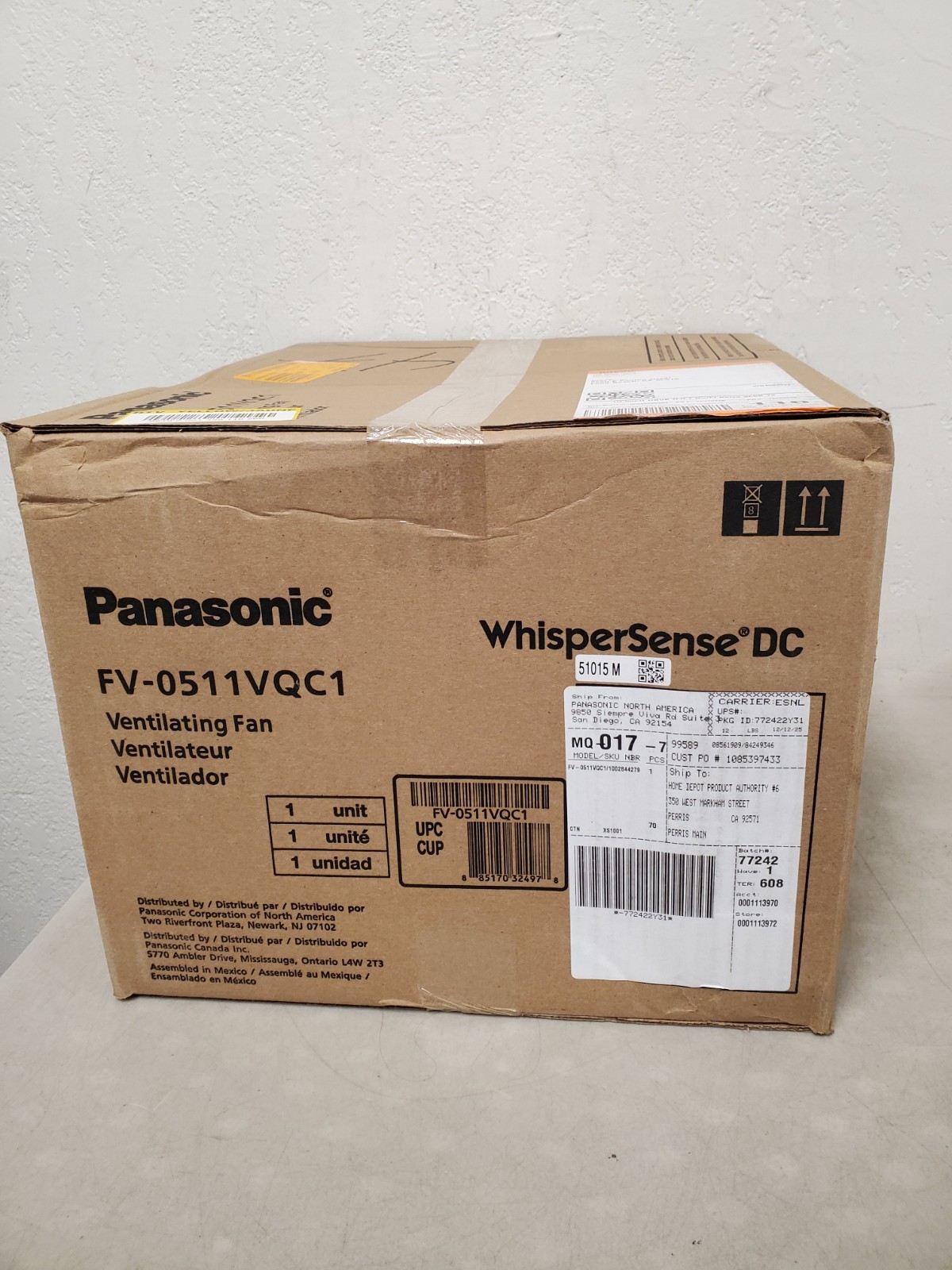 Panasonic WhisperSense DC 50/80/110 CFM Motion/Humidity Sensor Bath Exhaust Fan
