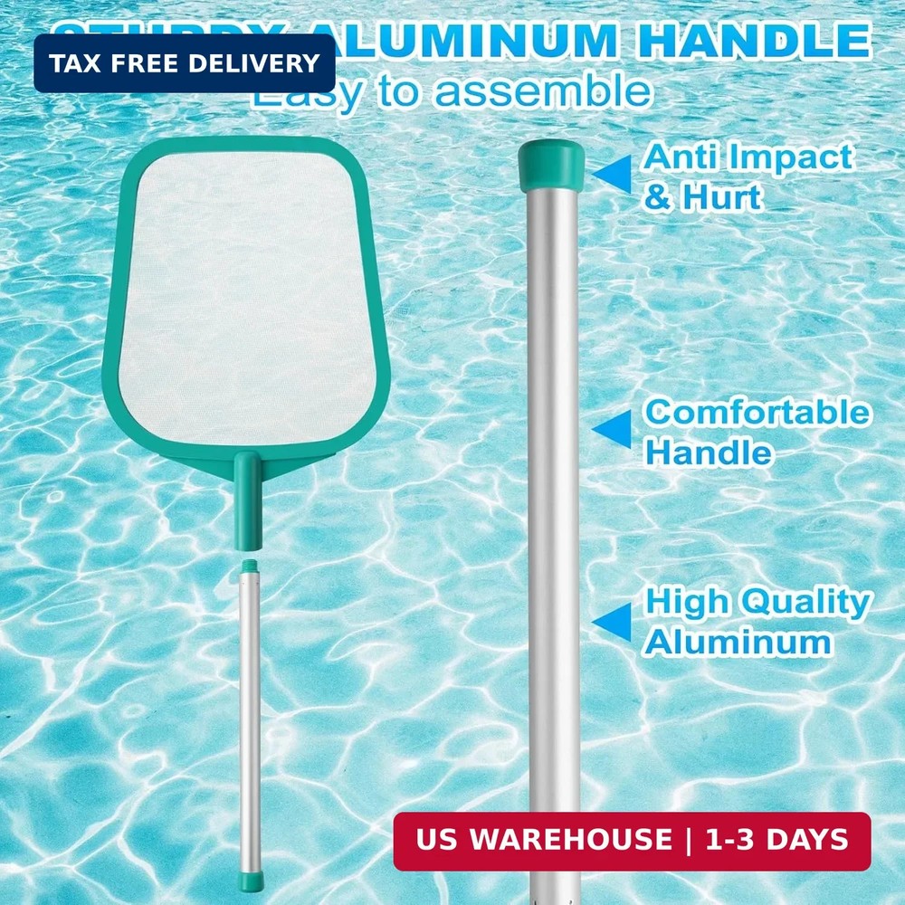 Pool Skimmer - Pool Net with Pole, Pool Skimmer Net with Solid Plastic Frame, Sk