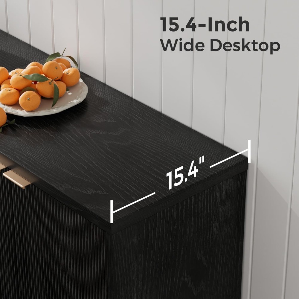 Buffet Cabinet W/ Storage Modern Fluted Accent Sideboard W/ Doors & Adjustable