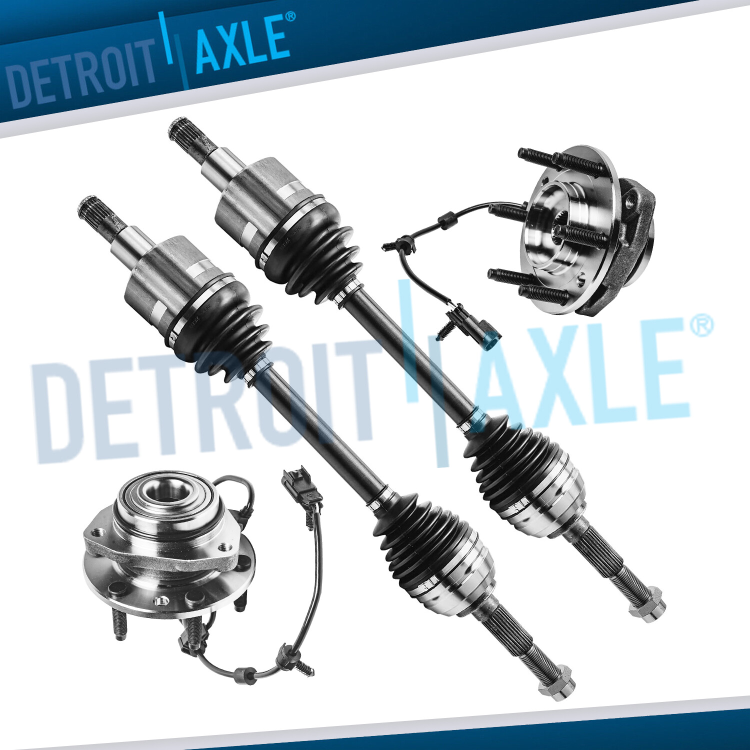 Front CV Axle Shaft Assembly + Wheel Hub Bearings for Saab 9-7x GMC Envoy