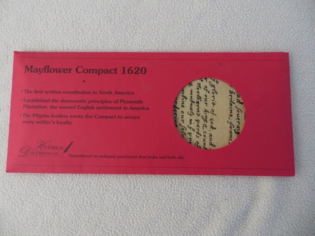 Reproduction of the Mayflower Compact 1620, New
