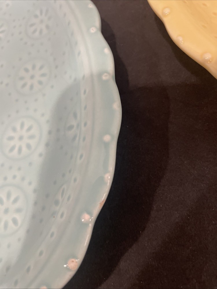 Ceramic Easter Egg Shaped Plates- Yellow And Light Blue