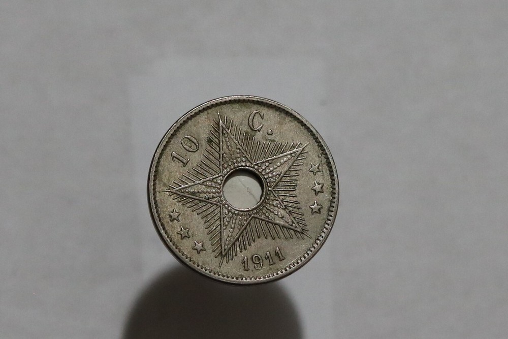 🧭 CONGO BELGIAN 10 CENTIMES 1911 B50 #K6704