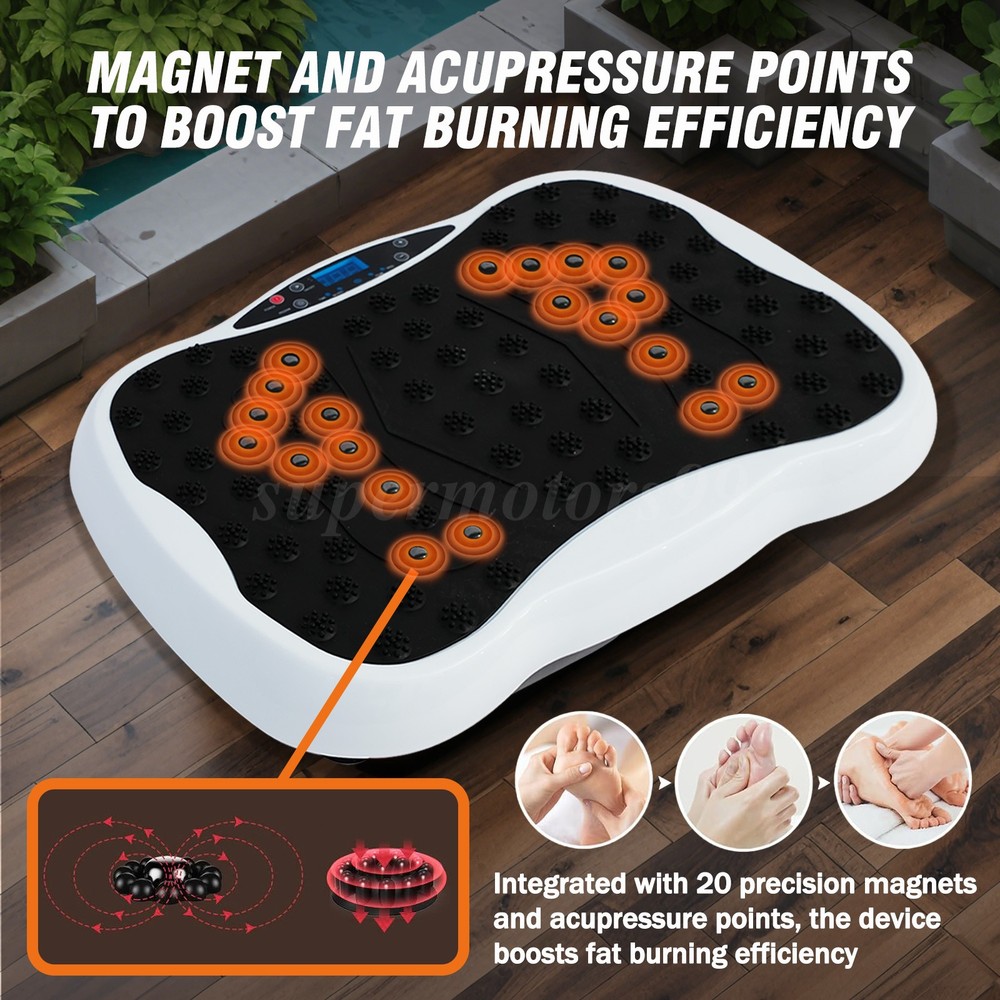 Full-Body Vibration Platform Vibration Plate Exercise Machine w/ 5 Belts 2 Bands