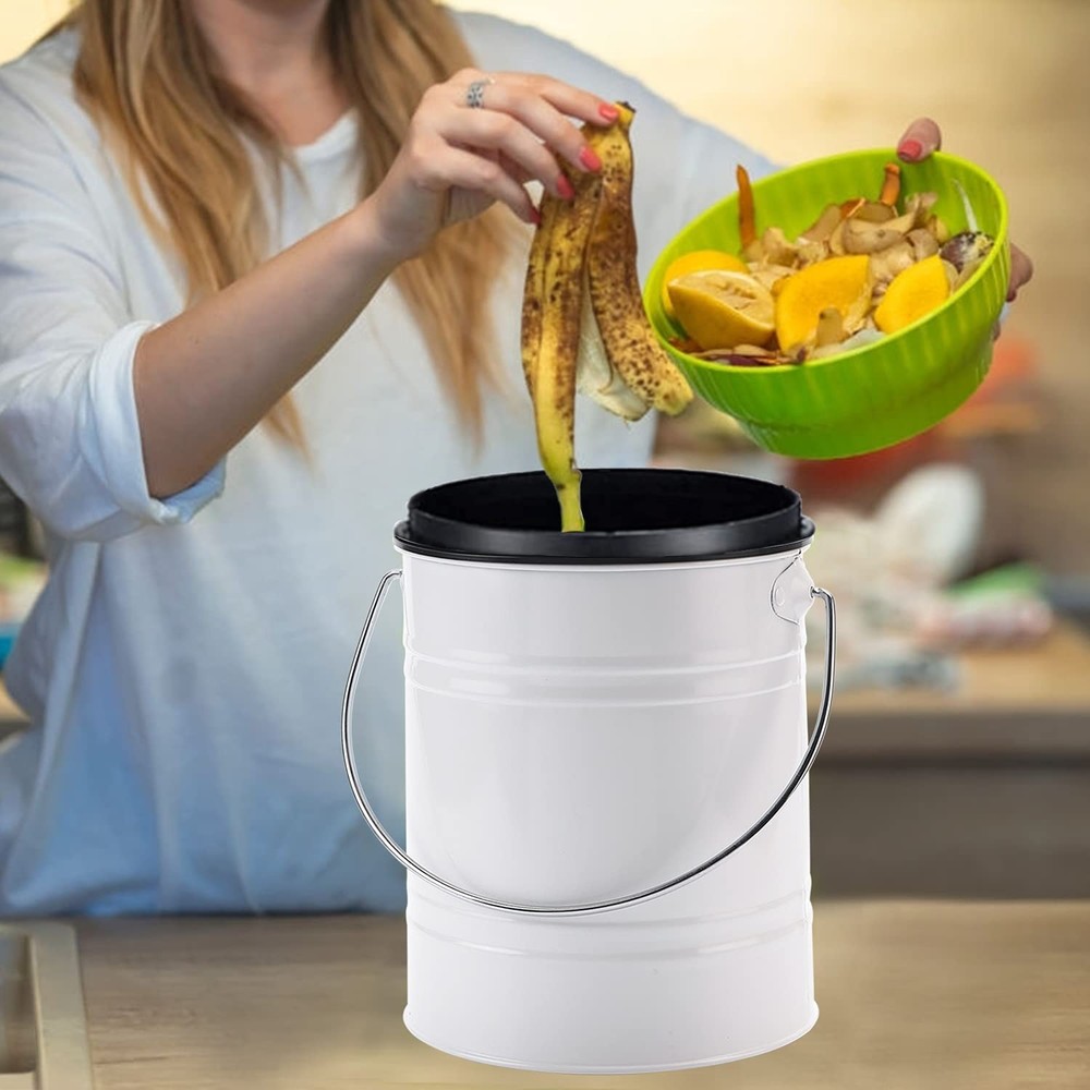 Compost Bin for Kitchen Counter, LALASTAR Small Metal Compost Bin Indoor Kitc...
