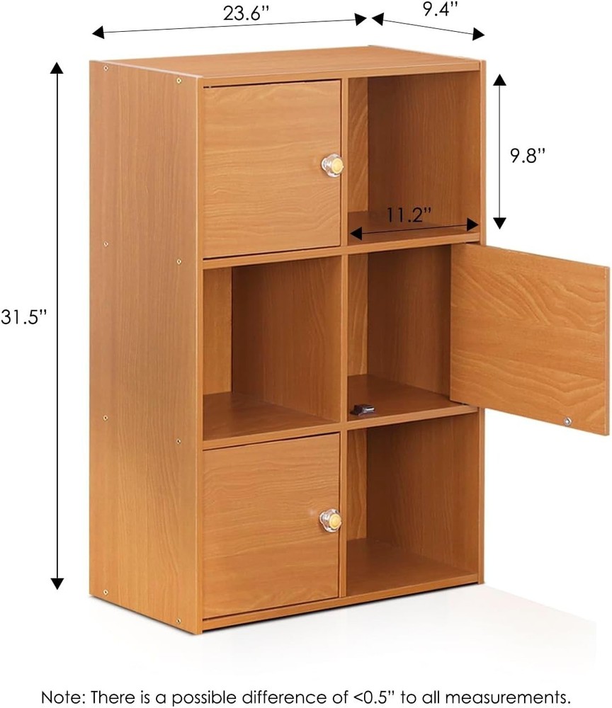 Pasir 3 Tier Shelf with 3 Door/Round Handle, Steam Beech