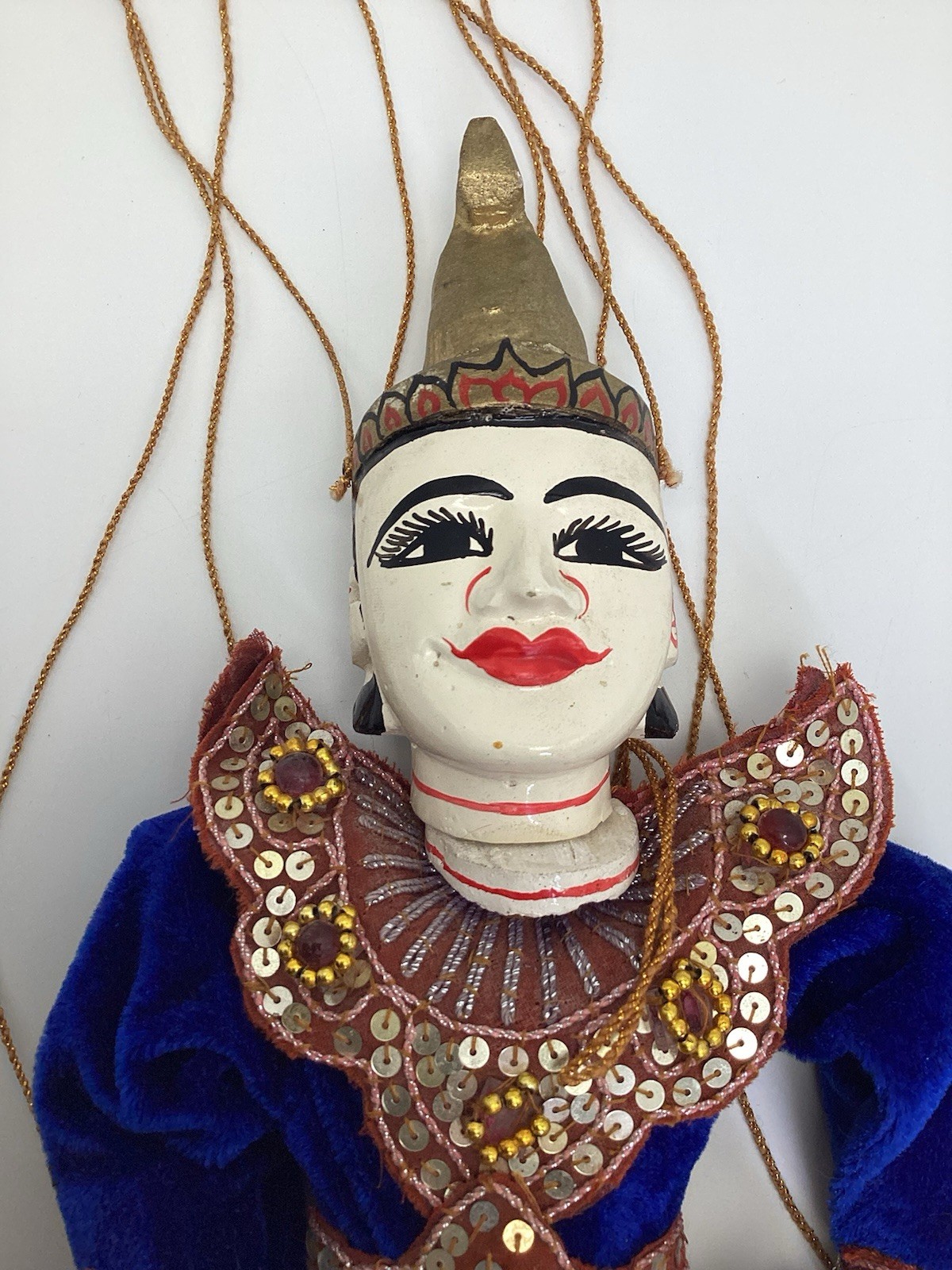 Vtg Burmese String Marionette Handmade Puppet Traditional Dress Burma Myanmar