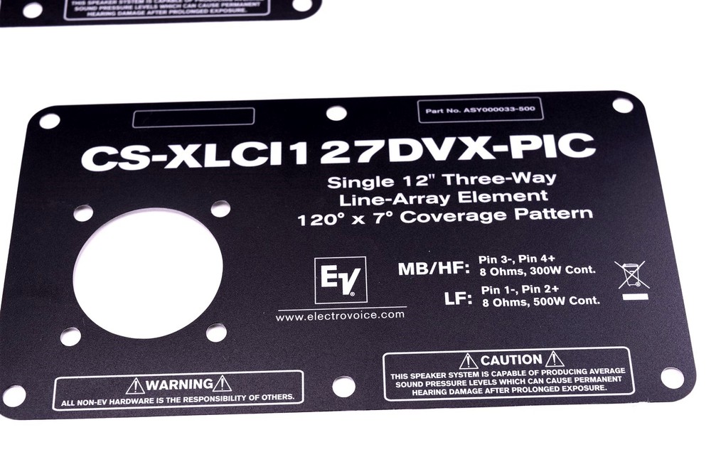 2 Electro-Voice Xlci127DVX 3-Way Compact Line Array Data Plate Stickers