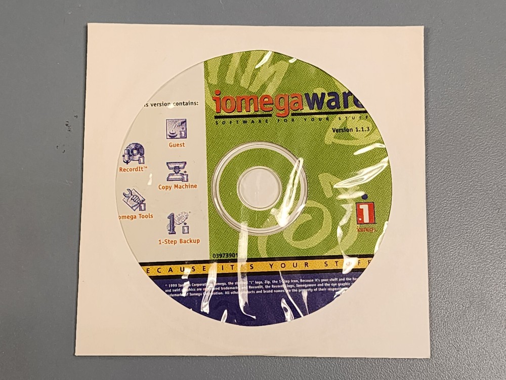 Iomega IomegaWare Version 1.1.3 Software Driver CD Guest Tools 1-Step Backup