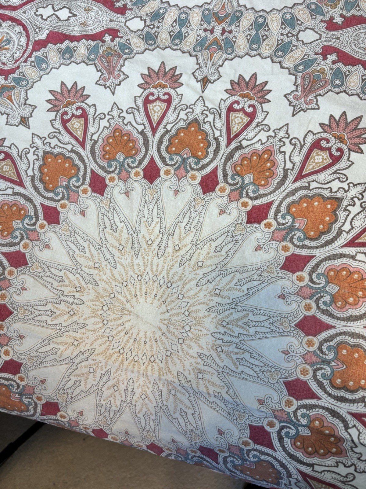 Pottery Barn Valencia Percale Cotton Duvet Cover King Size Medallion Boho