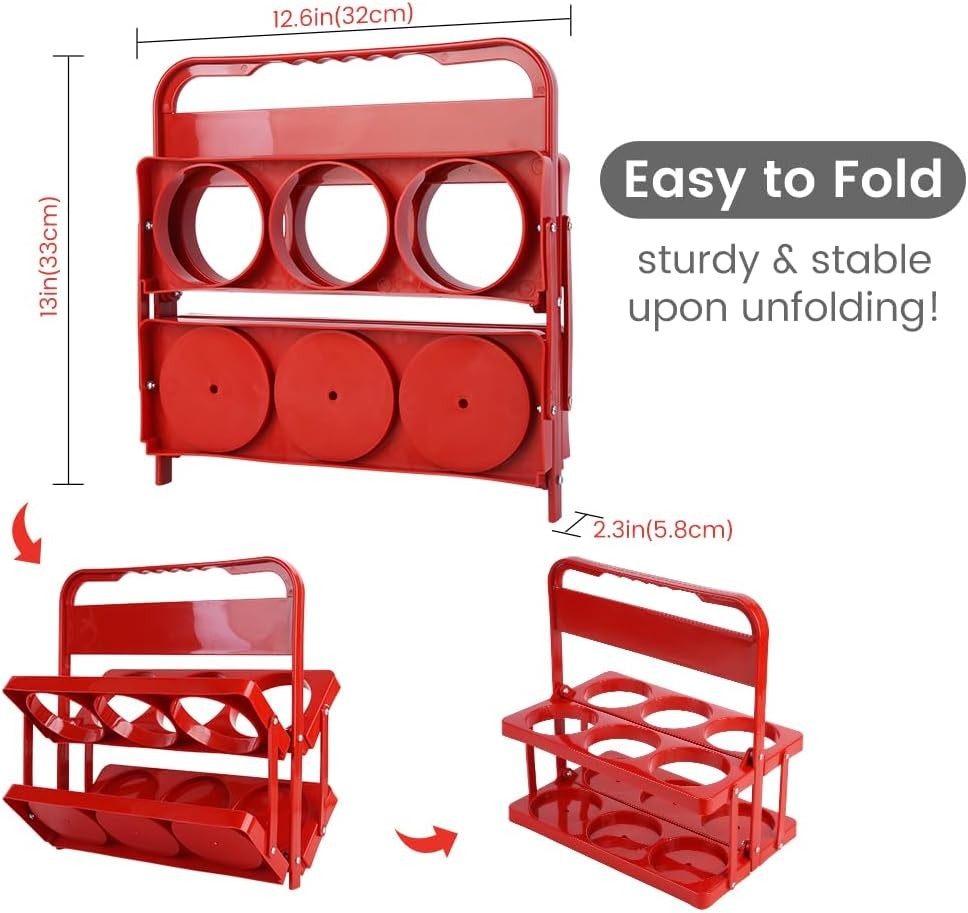 Reusable Drink Carrier with Handle for Doordash, Eats, Grubhub, 6 cups, Red
