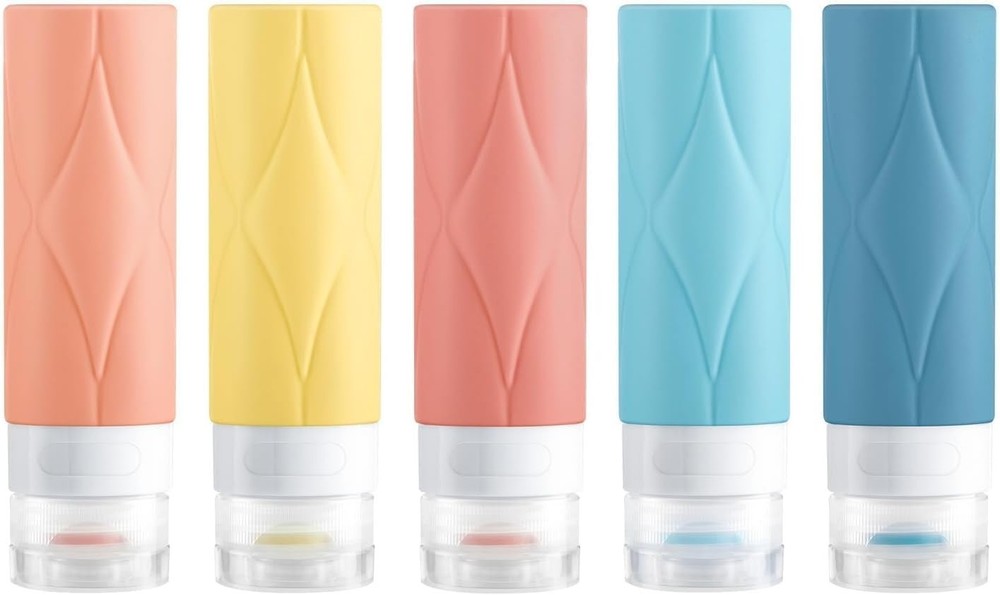 Compact Travel Essential: 4 Silicone Bottles, Leak Proof & TSA Friendly (60ml)