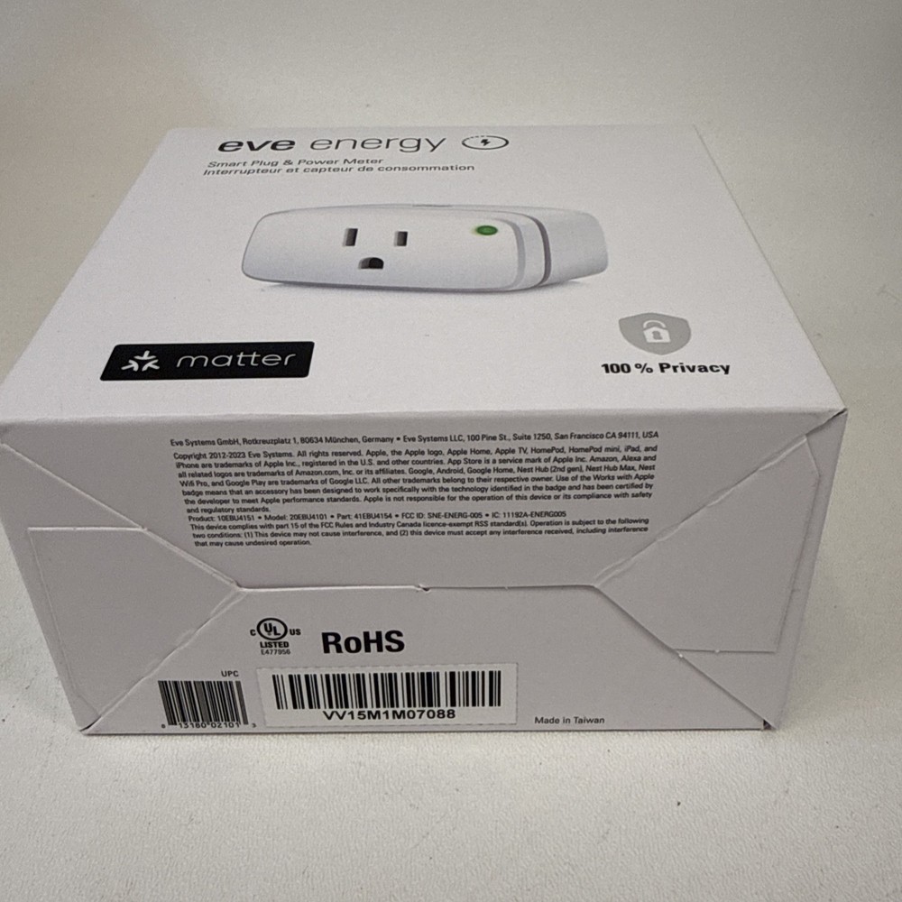 Eve Energy (Matter) - Smart Plug, Power Meter, App And Voice Control, Thread