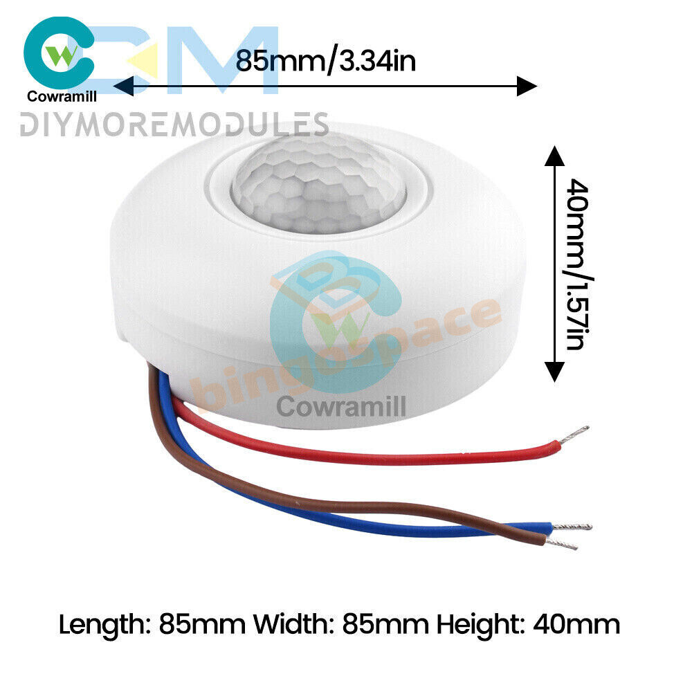 AC85-265V Infrared PIR Motion Induction Sensor 360° Detection For Ceiling Light
