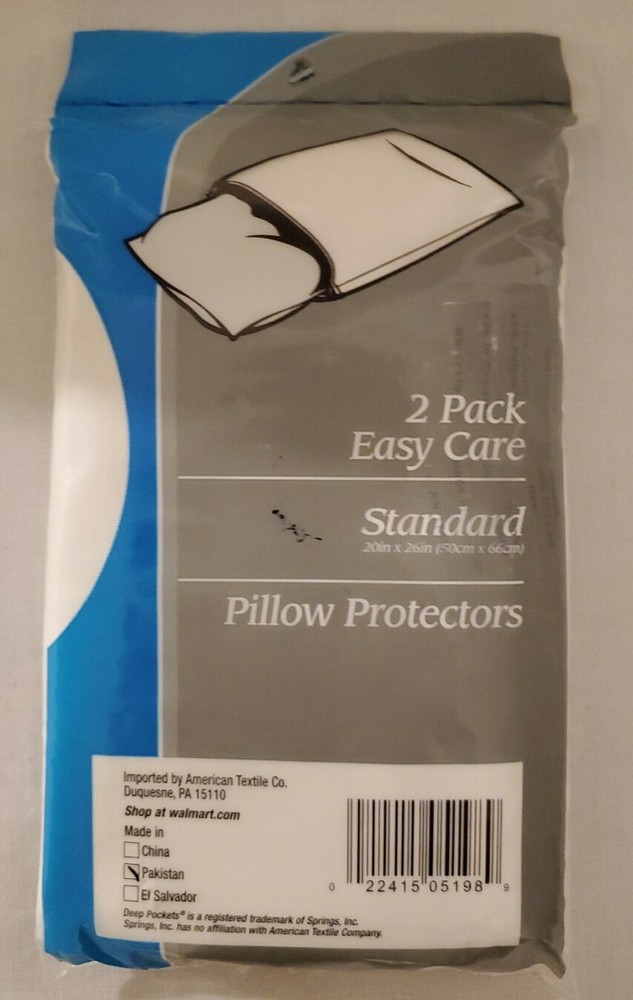 New Bedding Basics Cotton Polyester Pillow Protector Standard Size 2 Pack