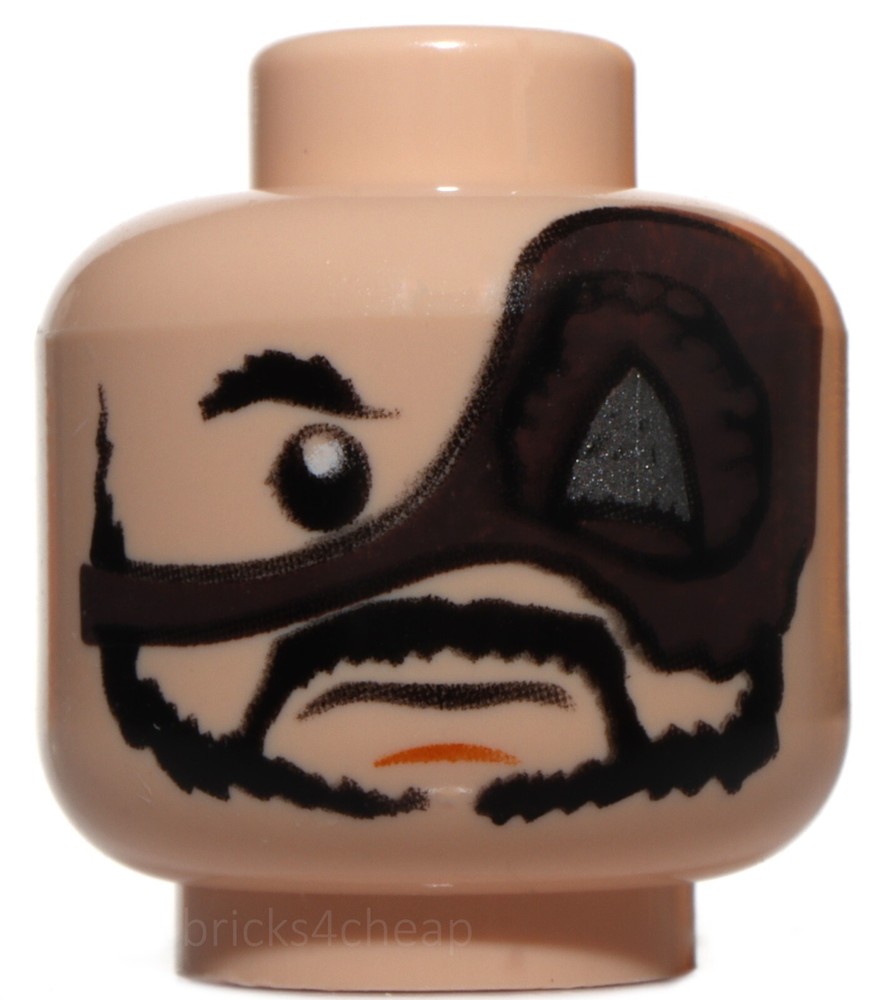 Lego Light Nougat Head Beard Moustache and Large Eye Patch